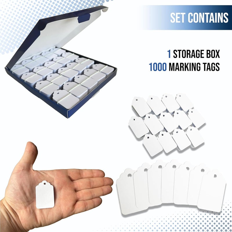 Easytwelve - 1000 Pieces Unstrung Price Tags for Clothes 1.75 x 1.093 inches, Hang Tags Labels for Clothing Tags and Labels, Retail, White Tags, Tagging Gun Refill - Image 2